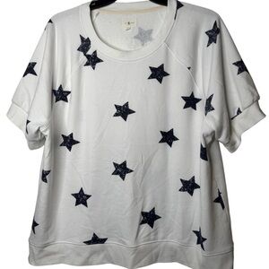 Lou & Grey White Star-Patterned Short Sleeve Tee